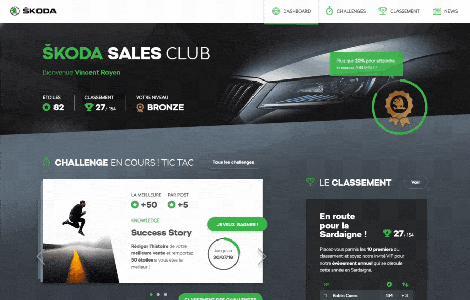 Skoda Sales Club desktop mock-up website