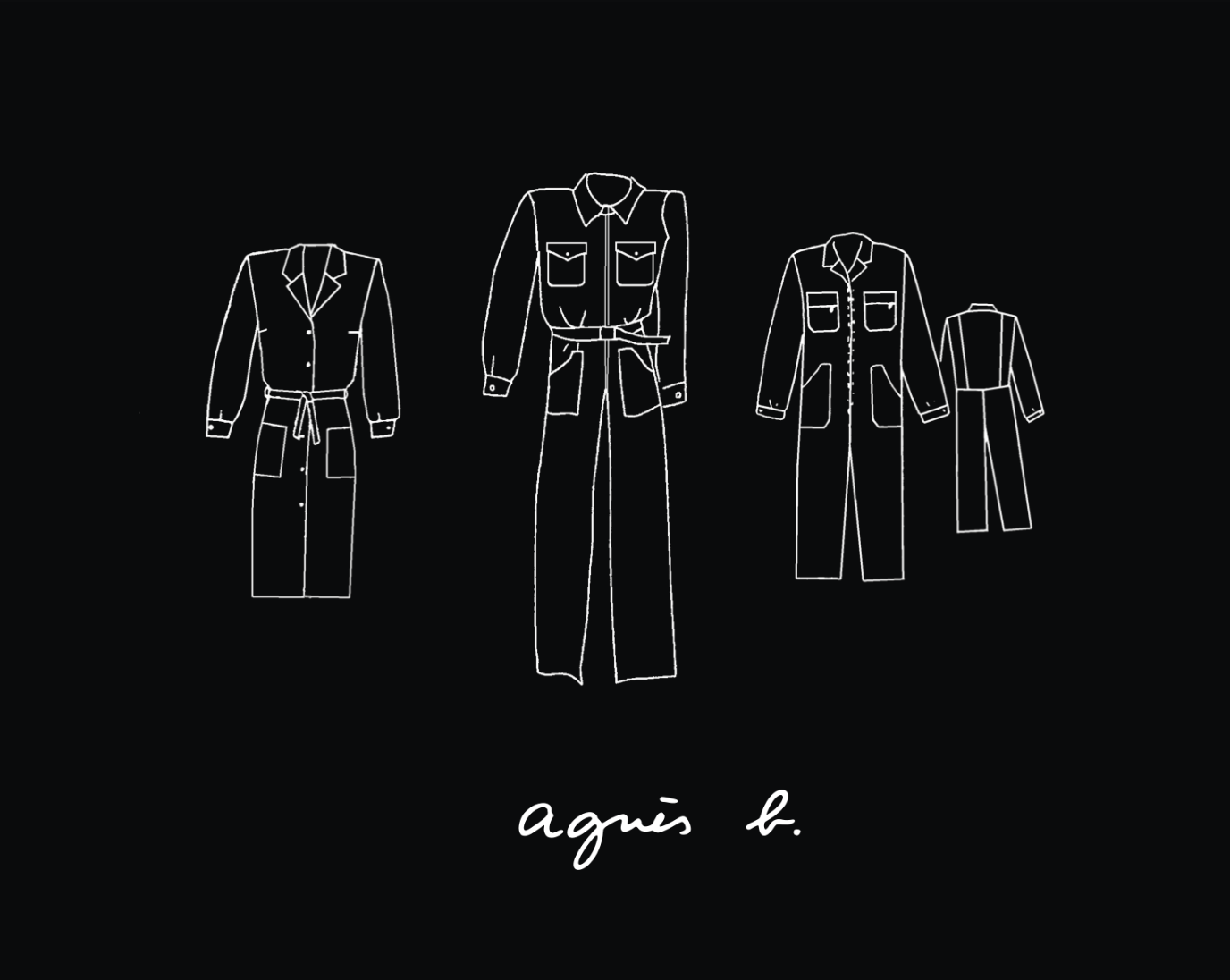 Agnès b logo with drawings of clothes