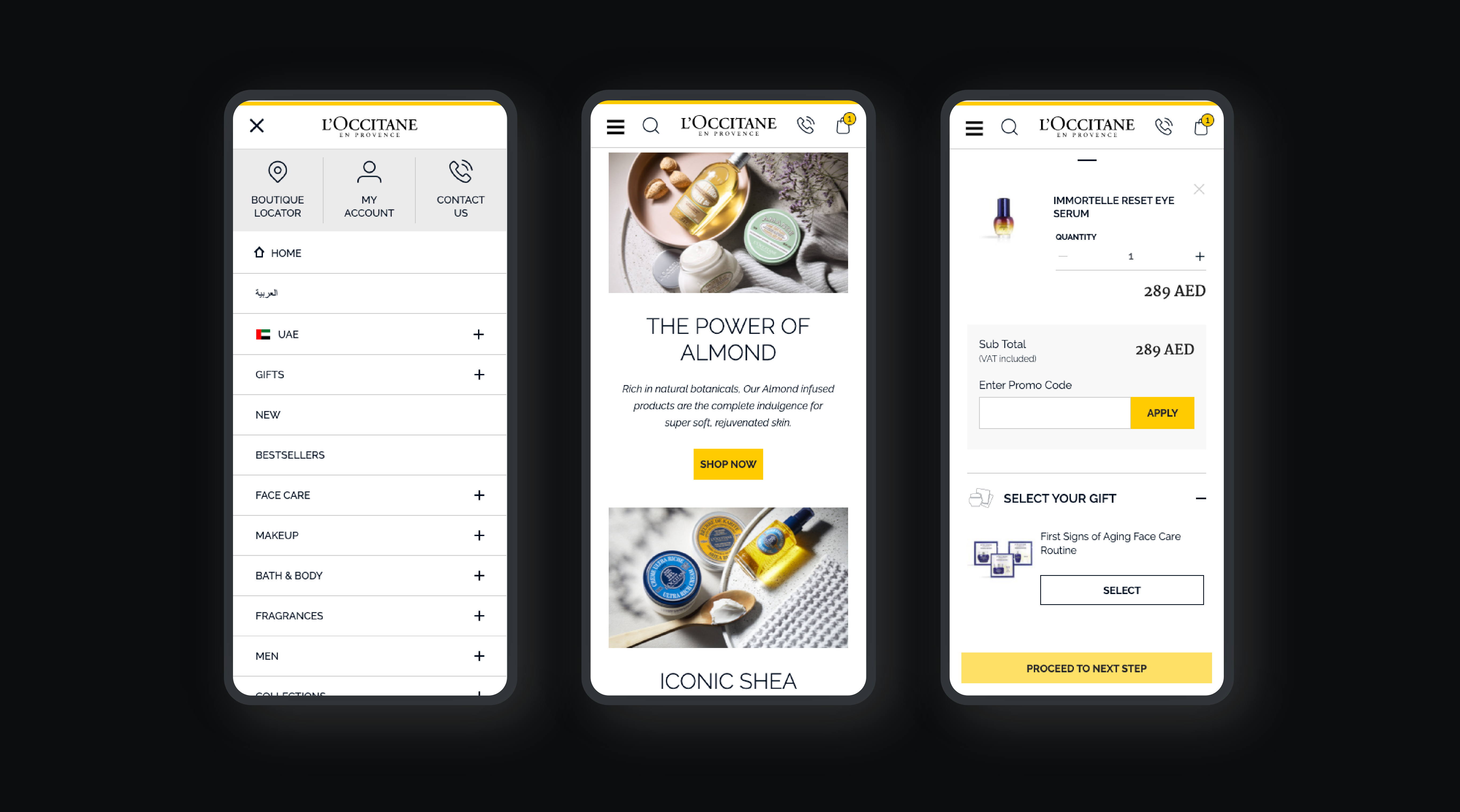 L'occitane mobile website screenshots