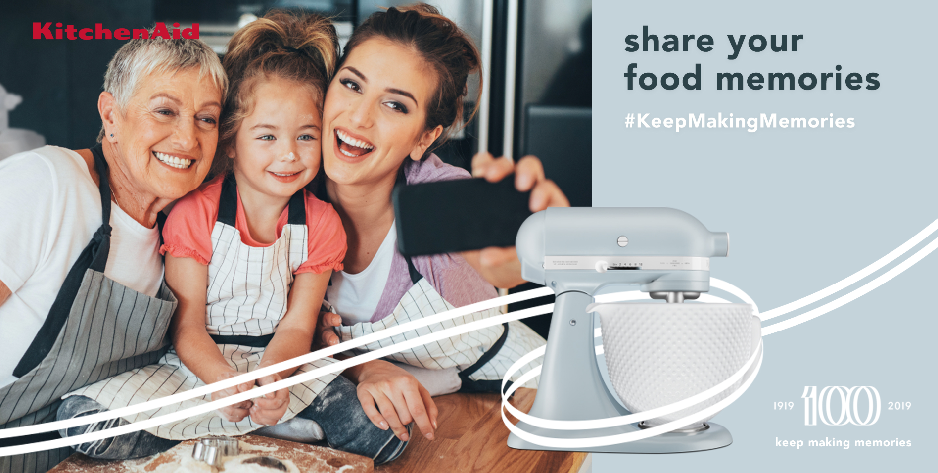 Happy family taking selfie in kitchen