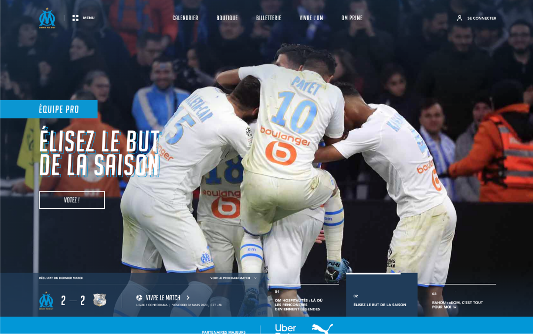 Screenshot of the new OM website homepage