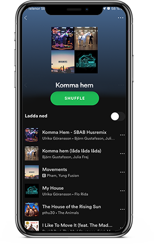 Spotify playlist viewed on a smartphone